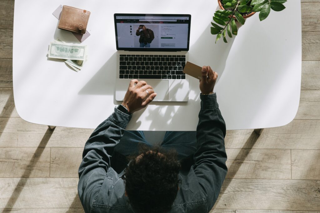 A man shopping online